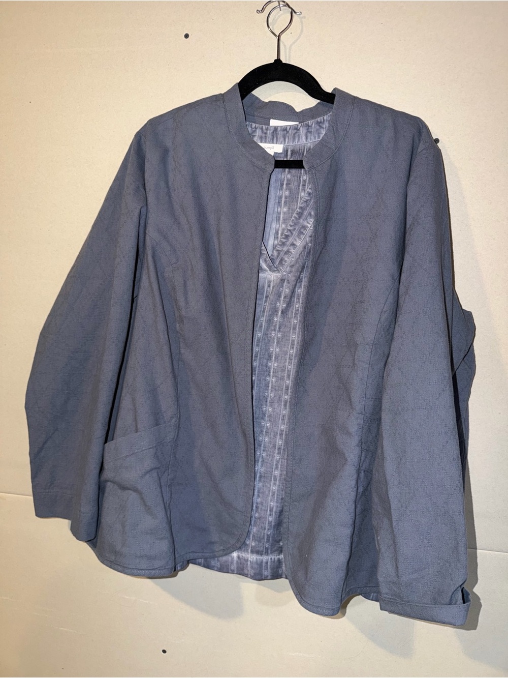 J. Jill Open-Front Pale Blue Collarless Jacket - Picture 2 of 5